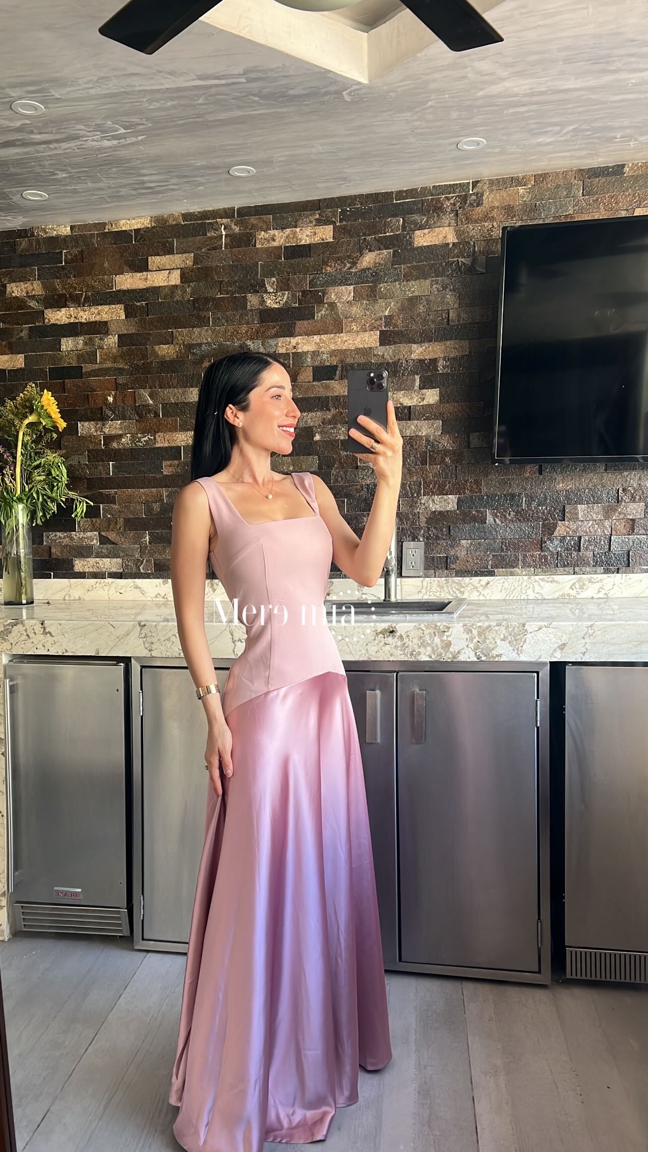 Vestido rosa sat largo