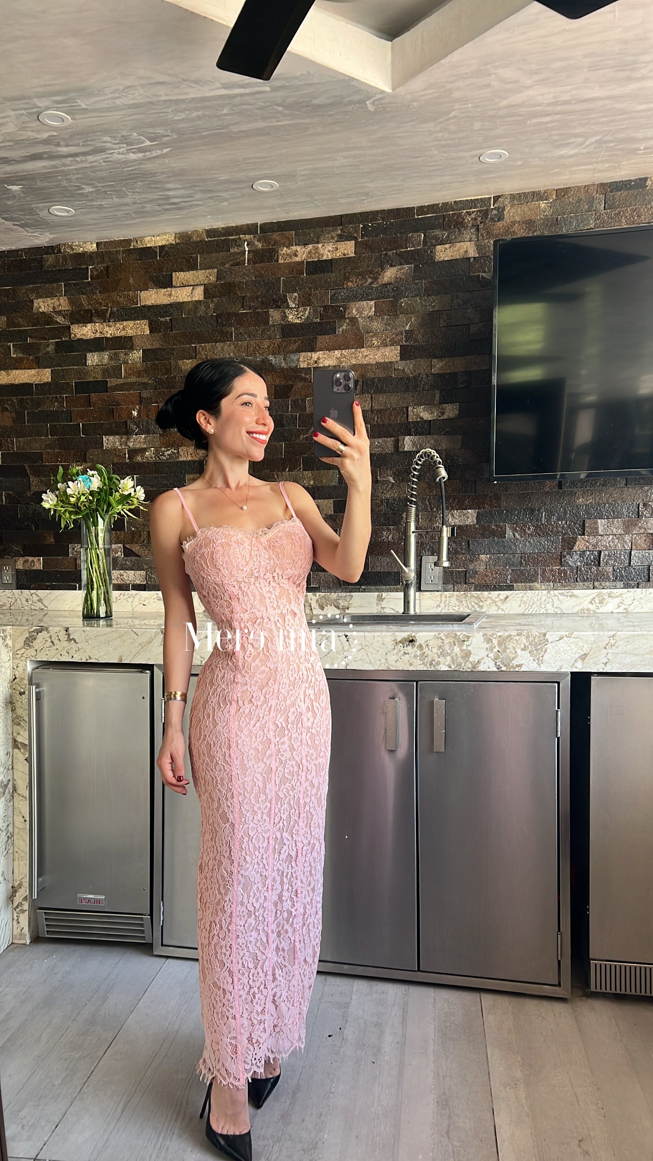 Vestido encaje midi