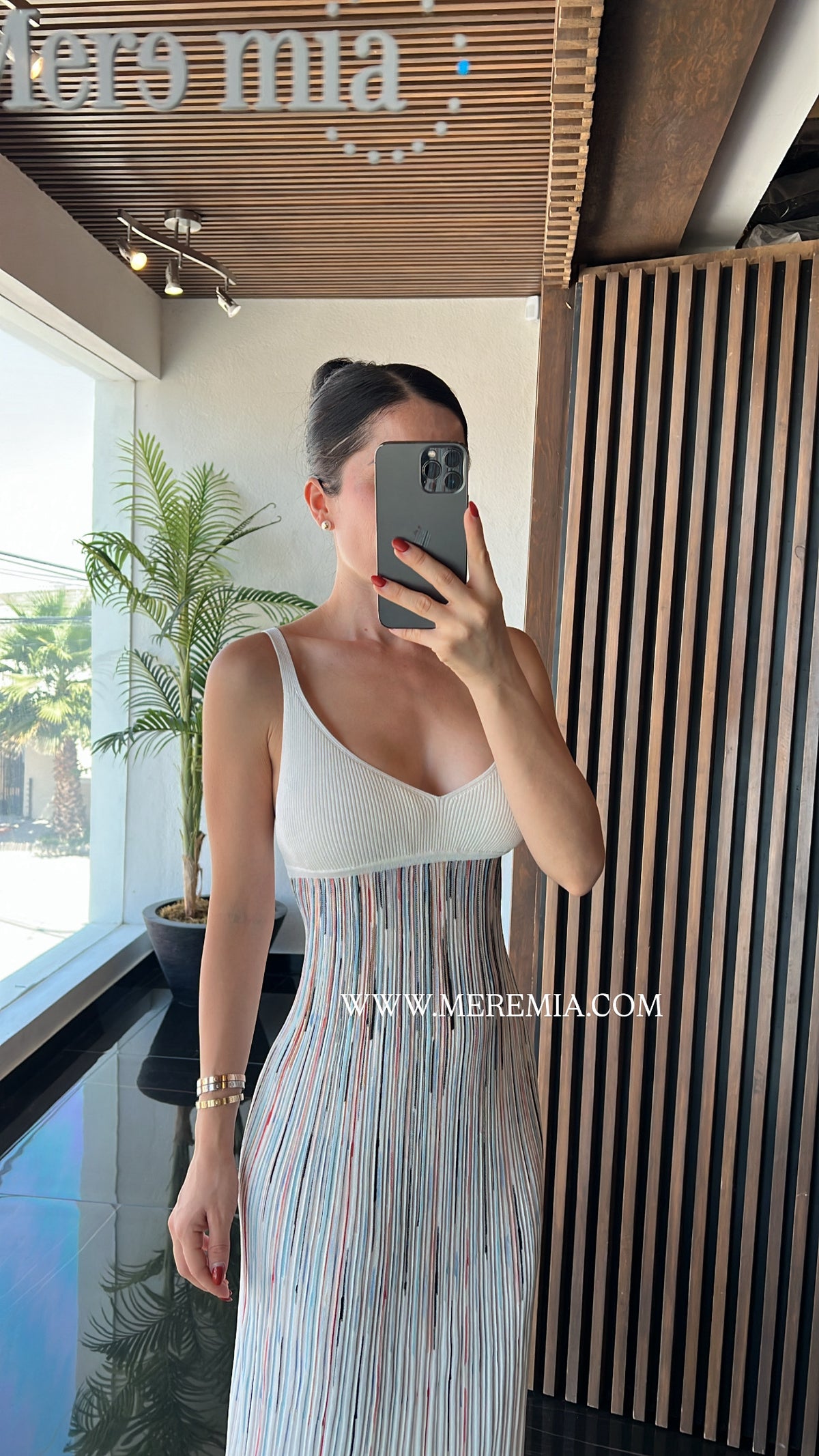 Vestido blanco rayas colores