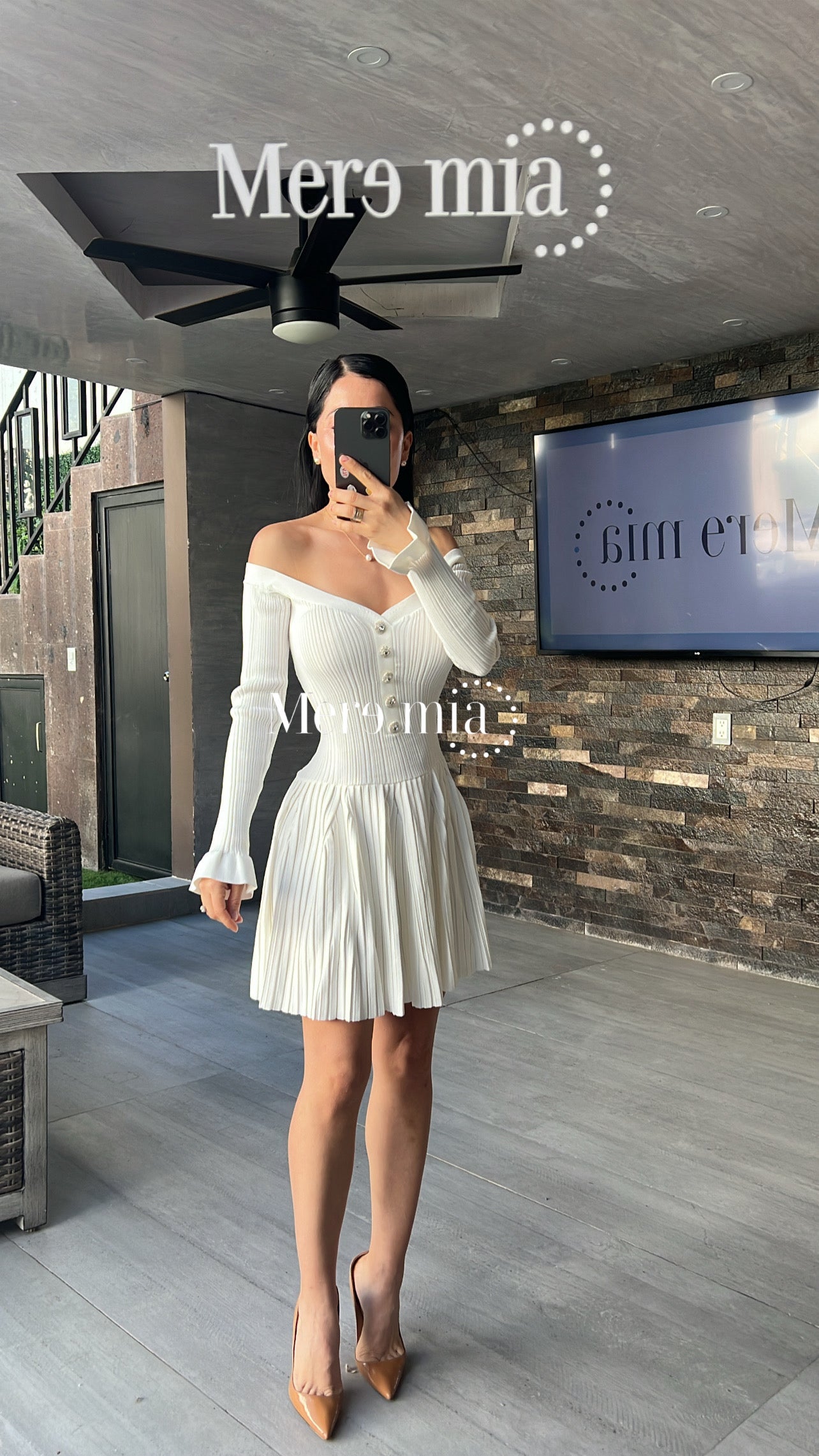 Vestido blanco rayado olanes