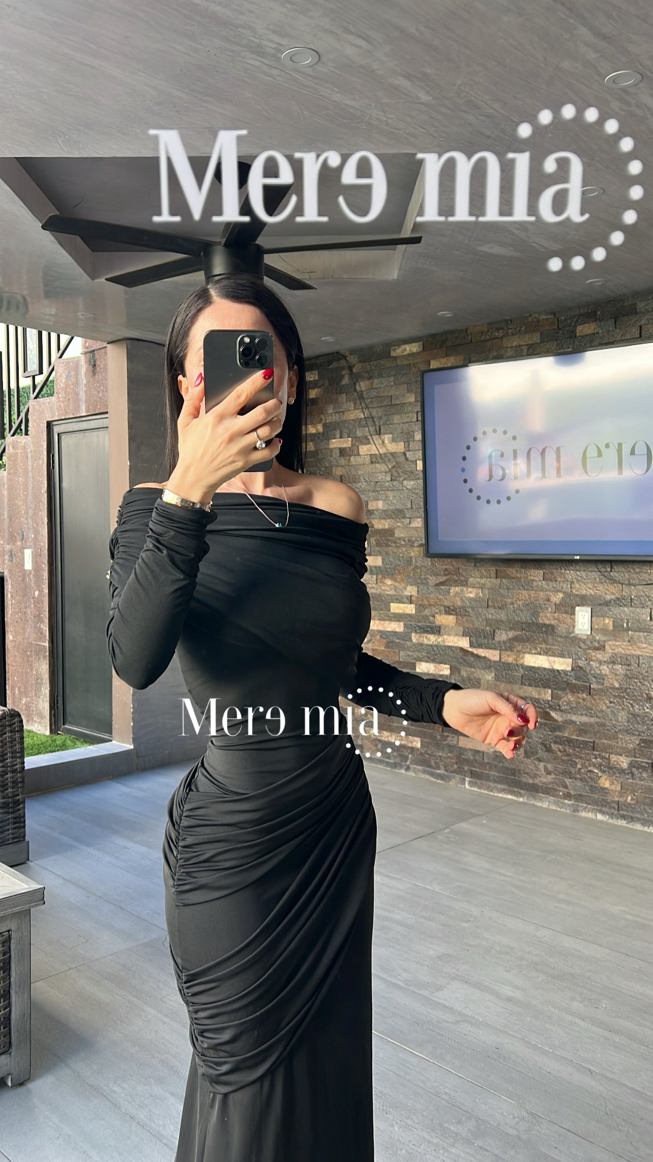 Vestido negro plisado ml