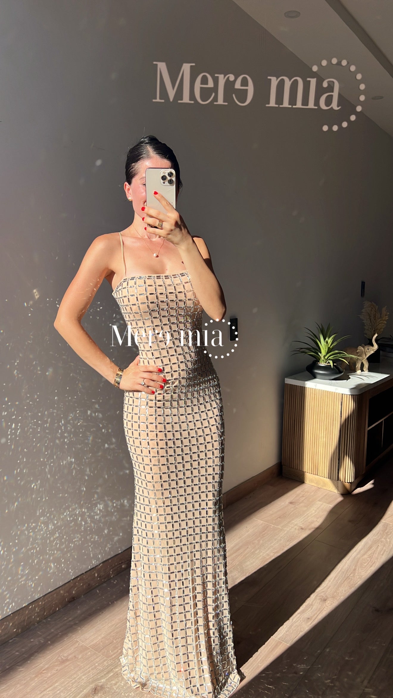 Vestido apl largo cuadros