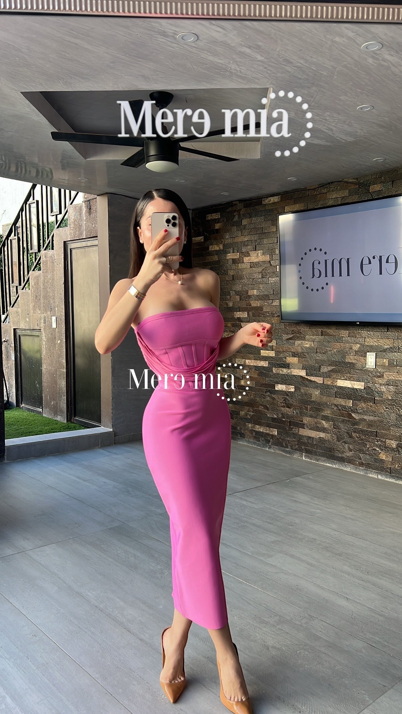 Vestido rosa tiras