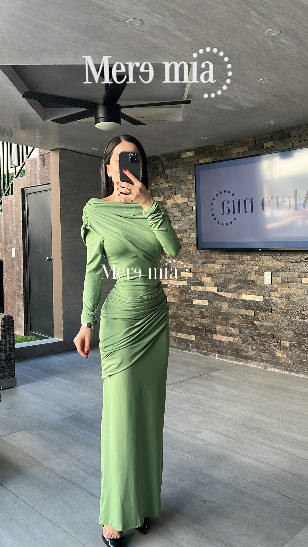 Vestido plisado hombro ml