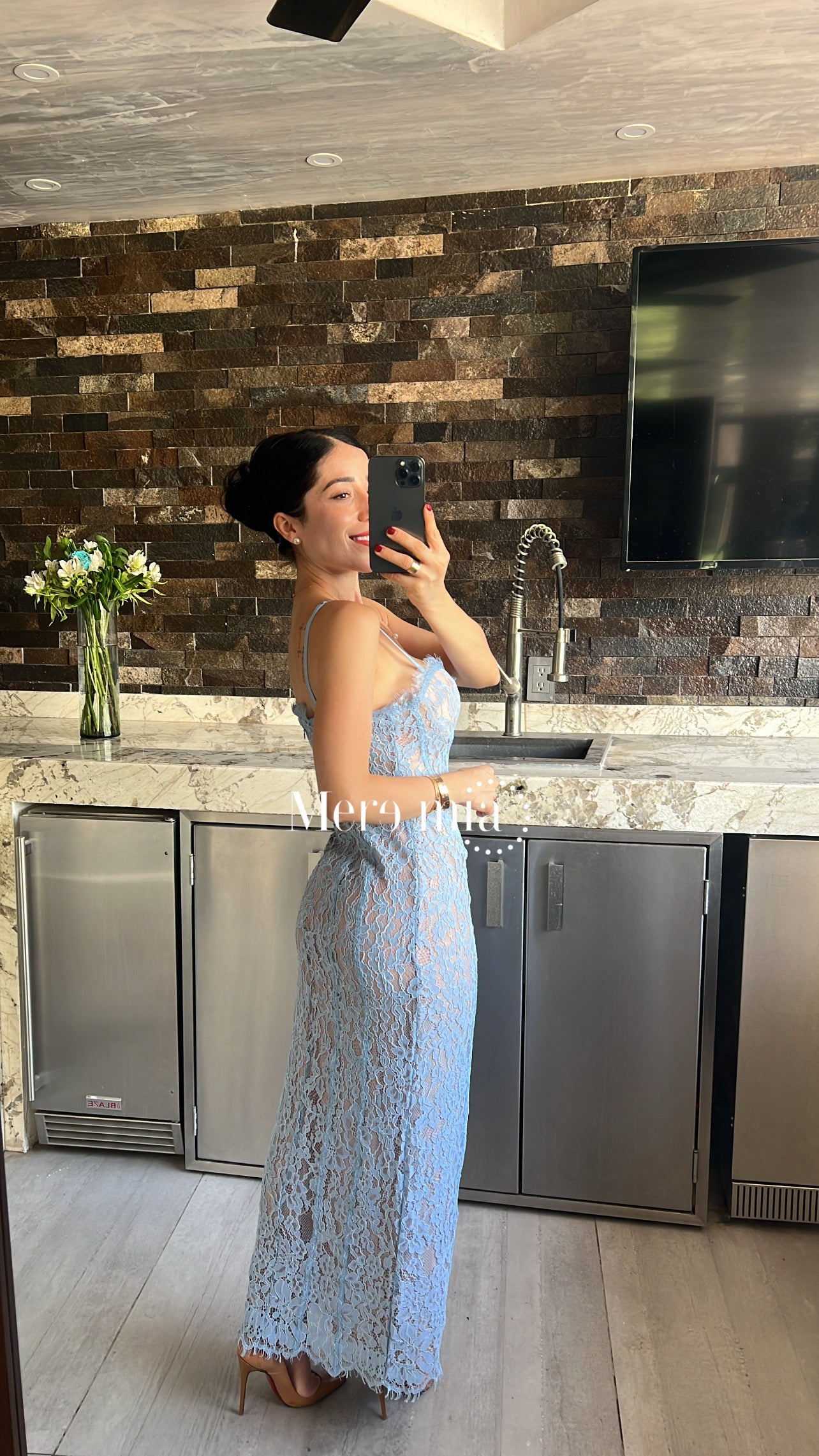 Vestido encaje midi