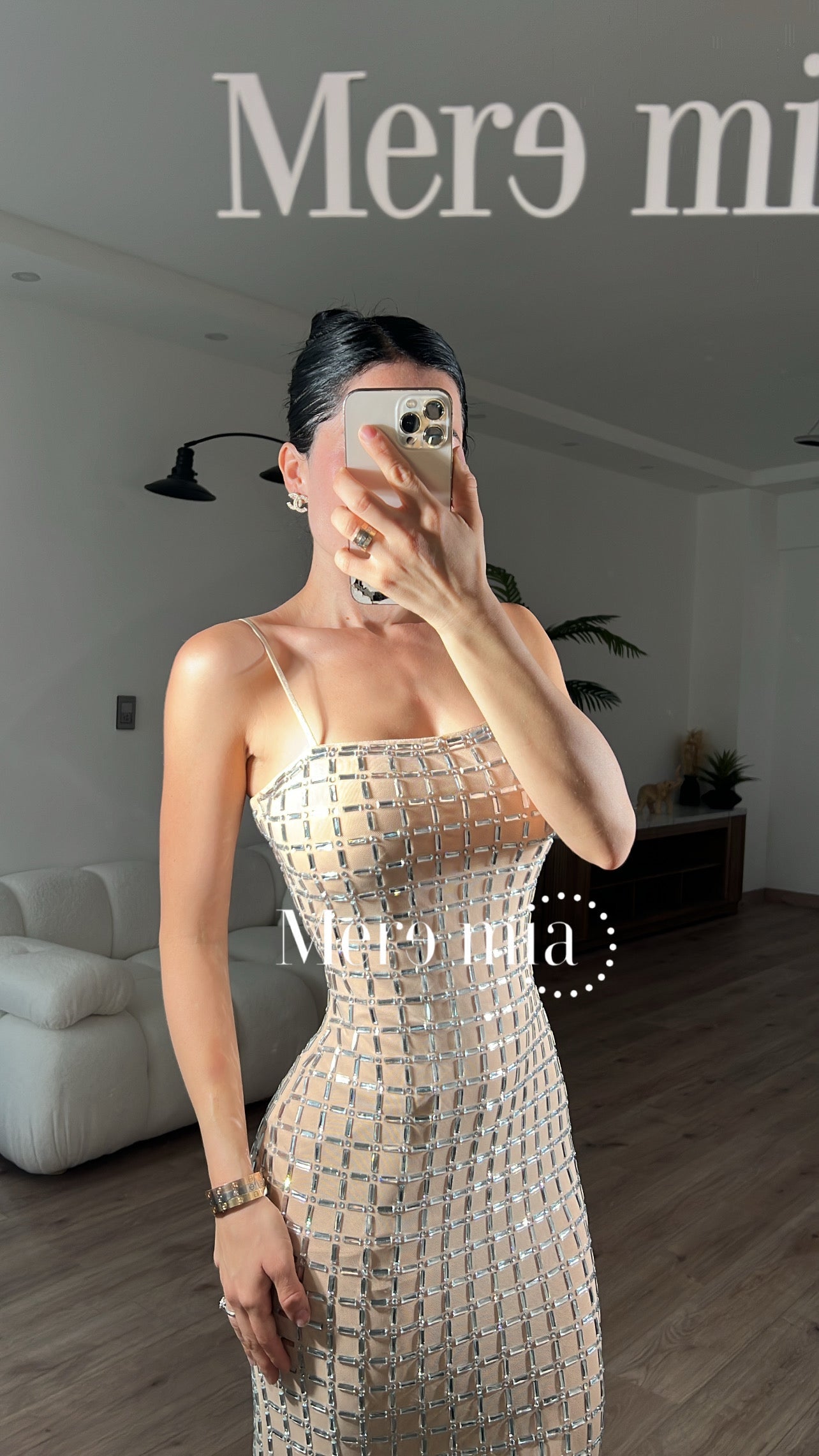 Vestido apl largo cuadros