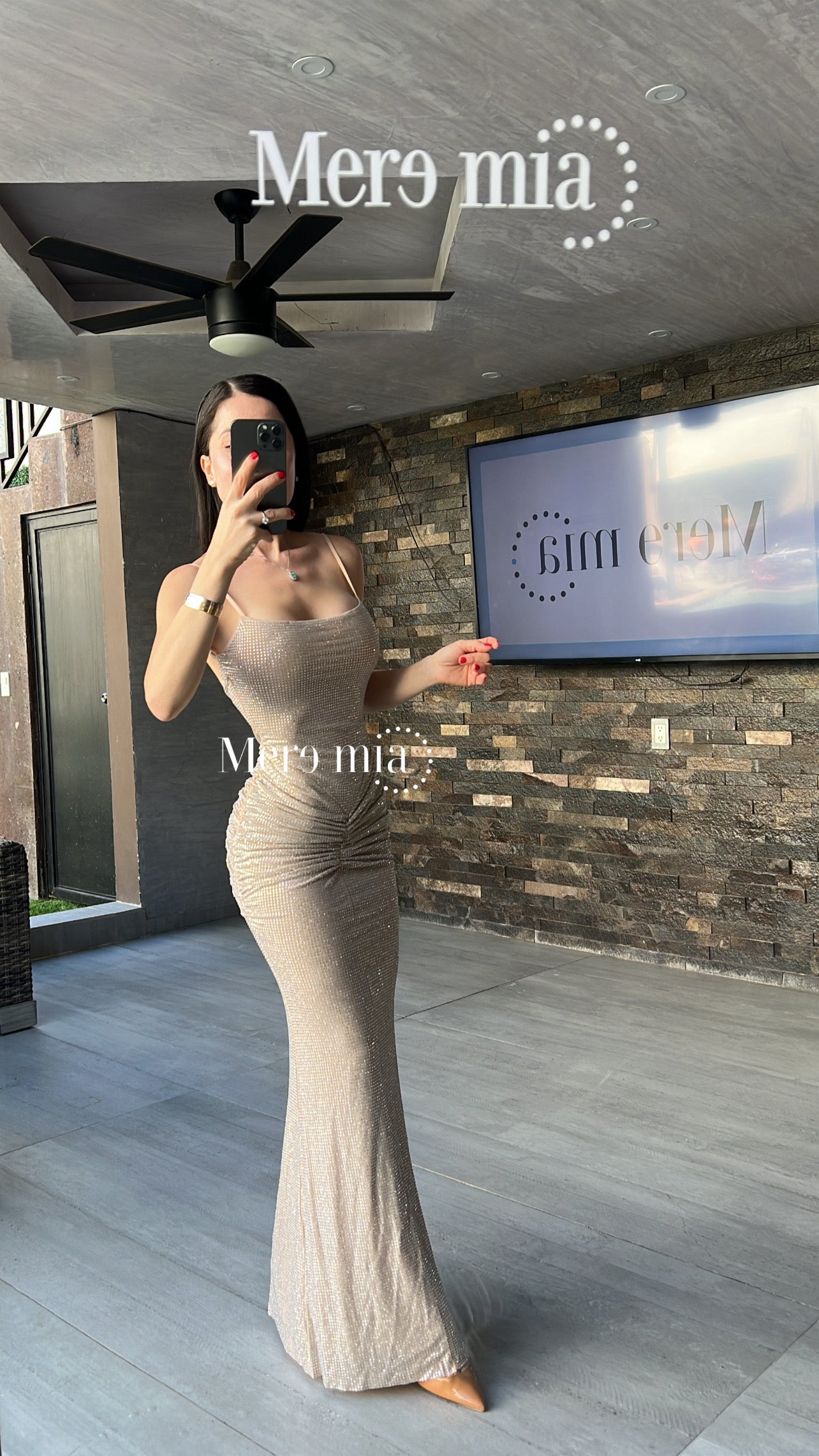 Vestido plata puntos nudo