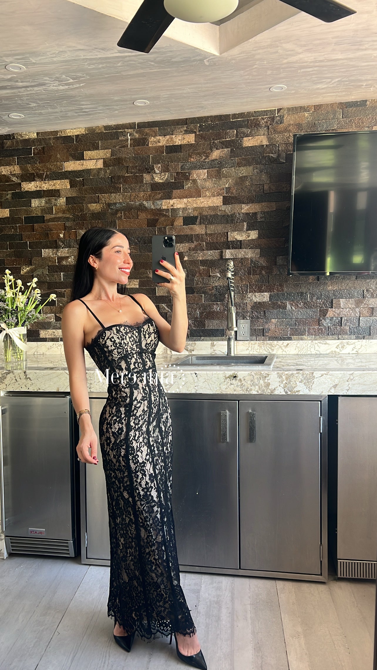 Vestido encaje midi