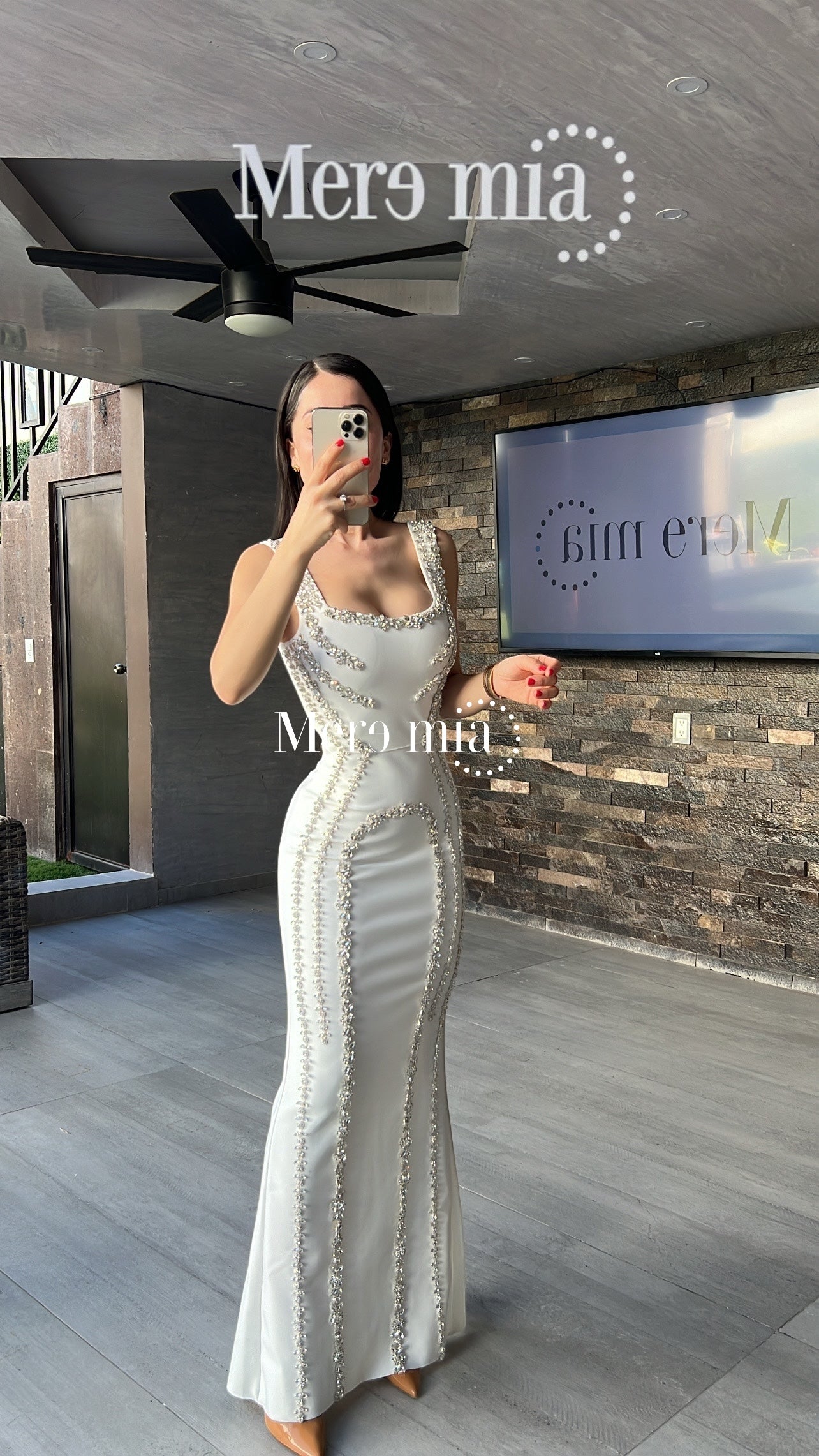 Vestido blanco apl plata