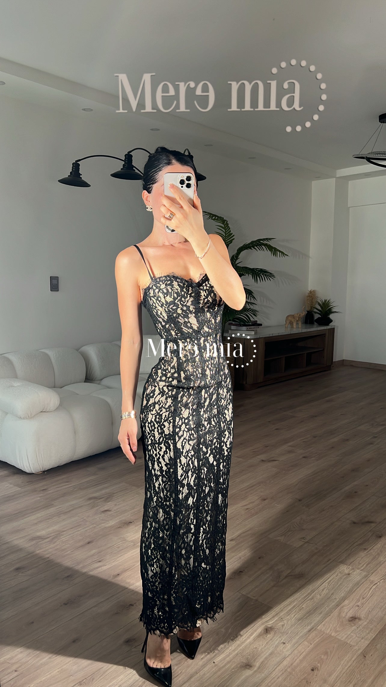 Vestido encaje midi