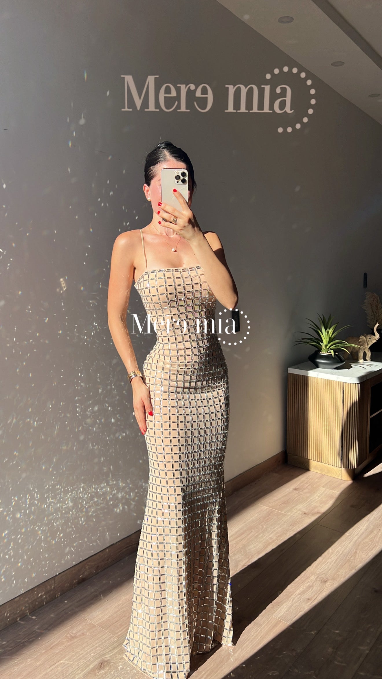 Vestido apl largo cuadros