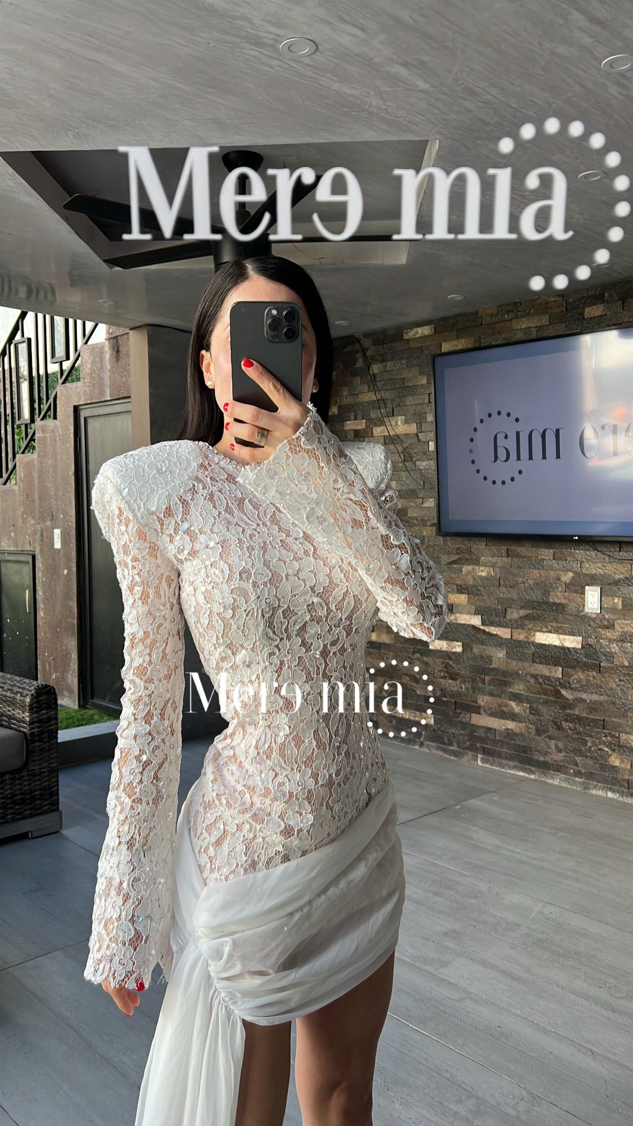 Vestido blanco encaje estola