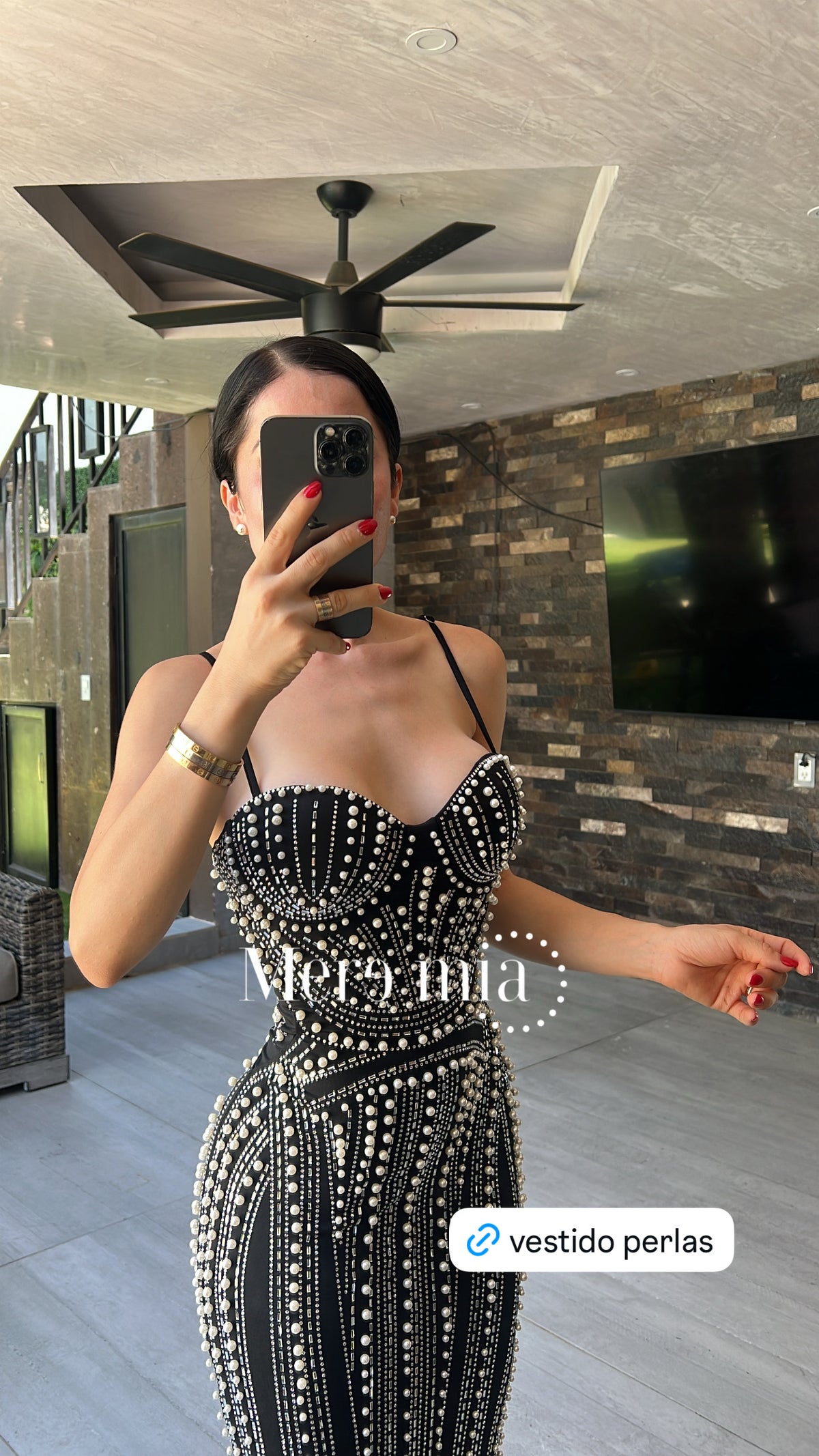 Vestido perlas largo