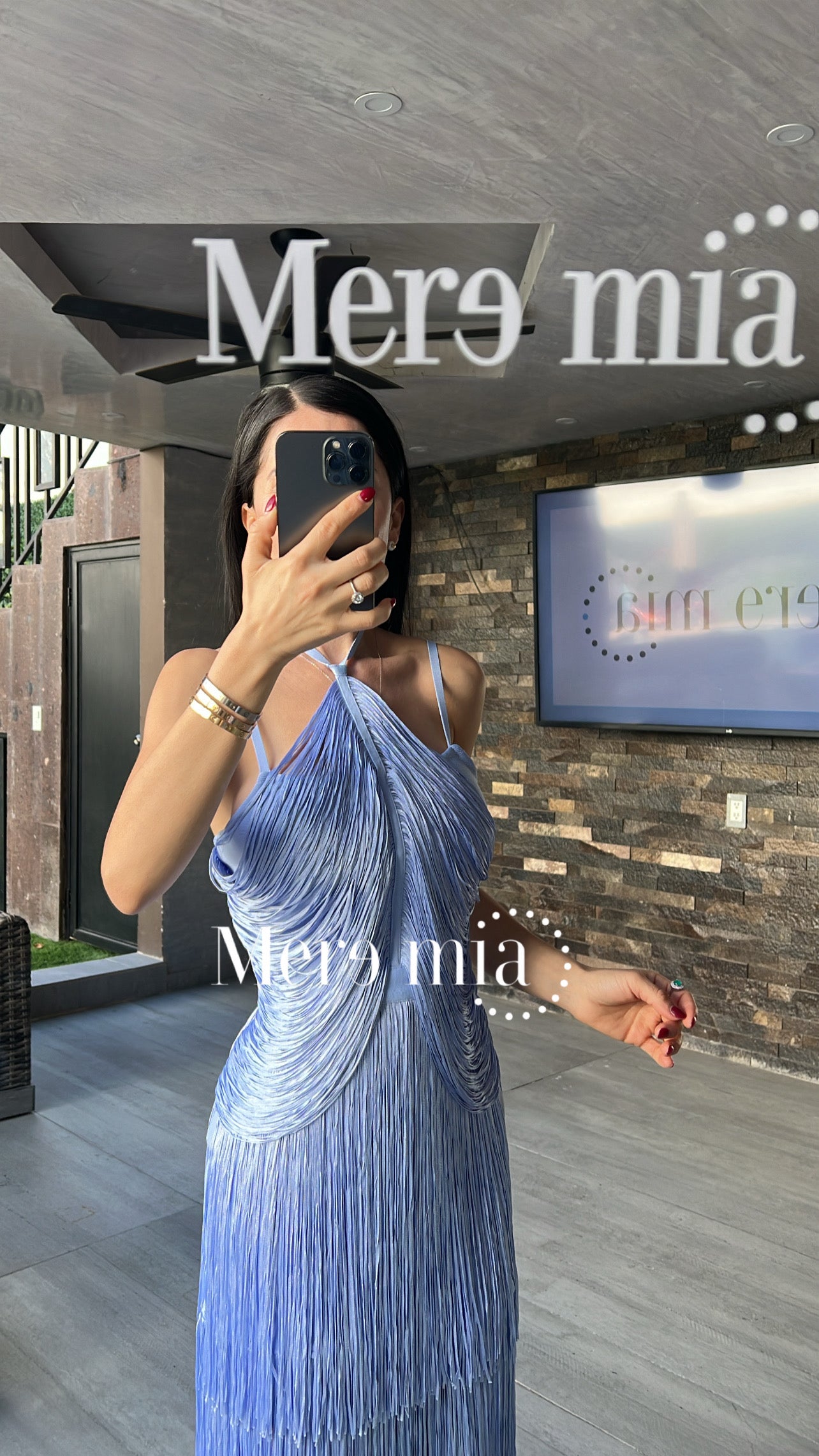 Vestido barbas azul