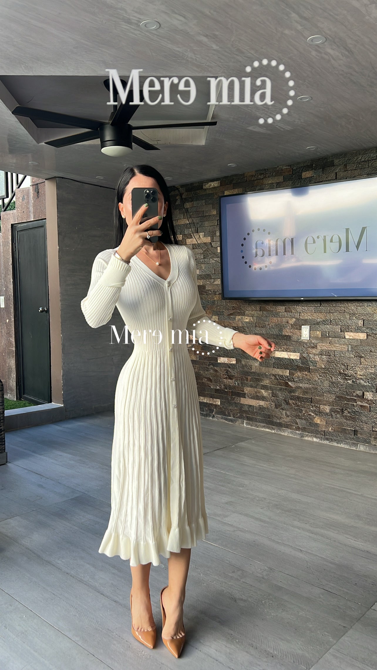 Vestido perla sweater plisado