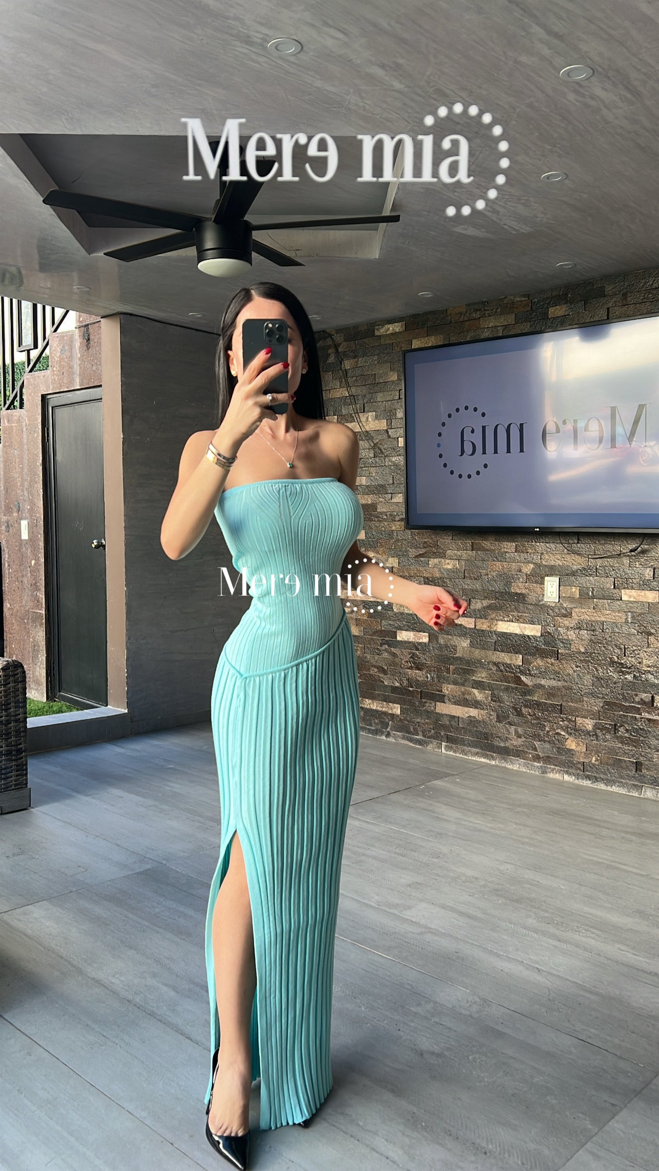 Vestido Aqua liso rayas