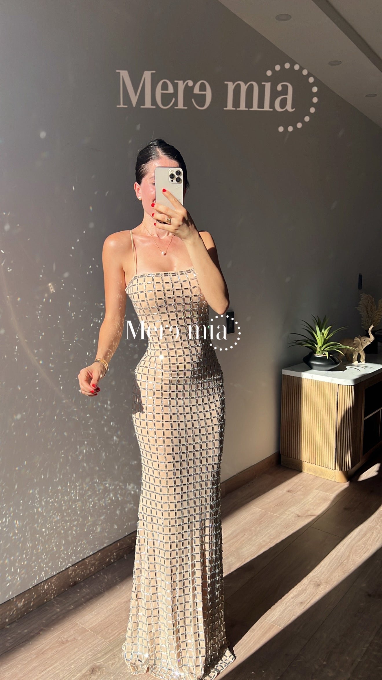 Vestido apl largo cuadros