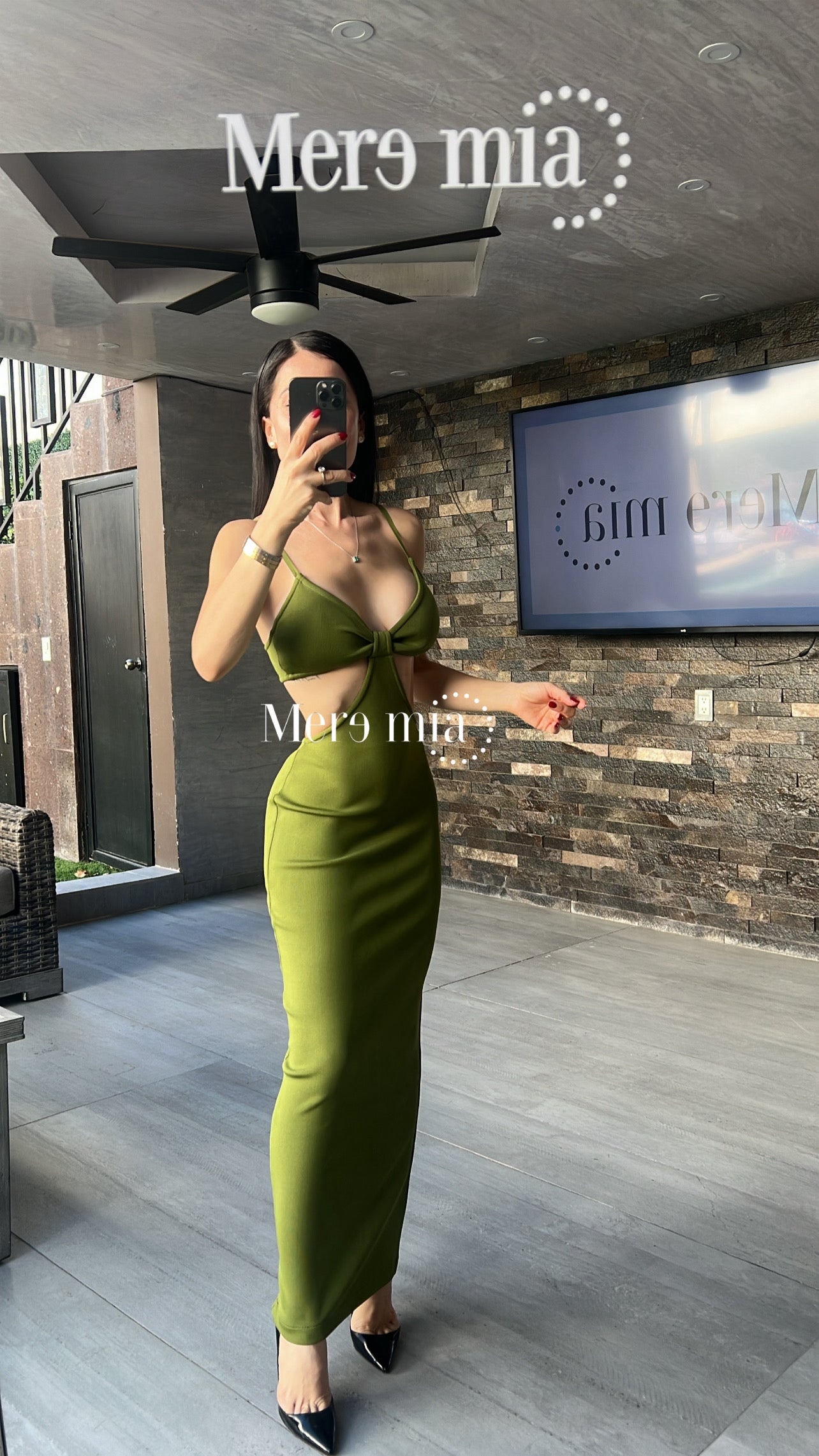 Vestido verdec abert cintura