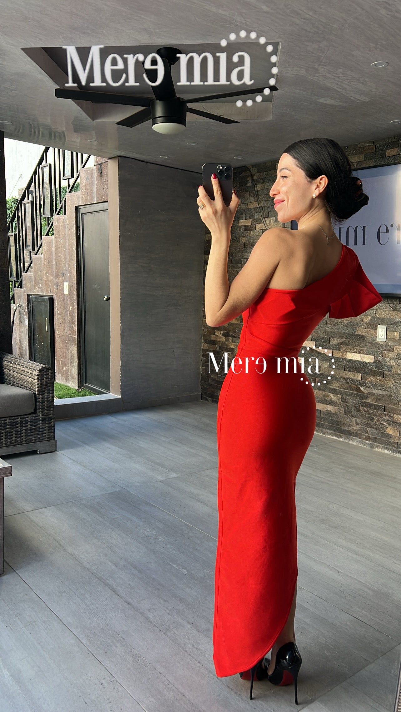 Vestido rojo hombro